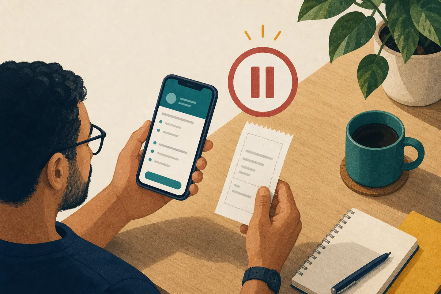 Pessoa conferindo os dados e o status de uma transação no celular